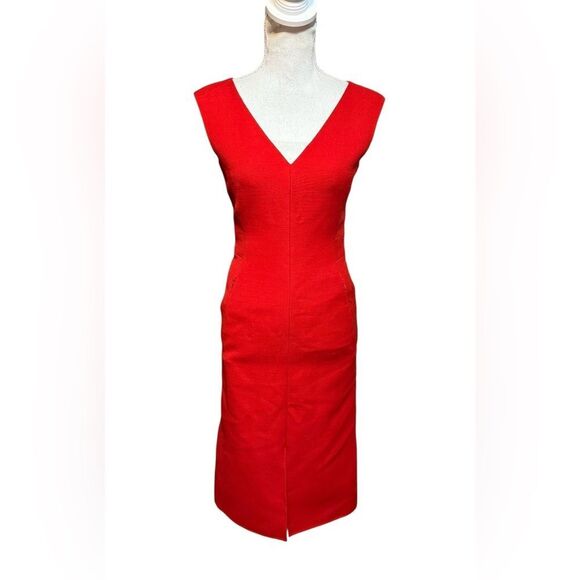 New Akris Dress Womens 14 Wool Silk Double Face Sleeveless Sheath Pockets NWT - Picture 1 of 11